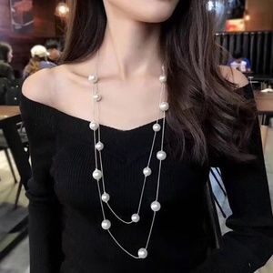 Long Necklace Pearl charms